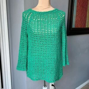 Crochet Pullover Sweater - green